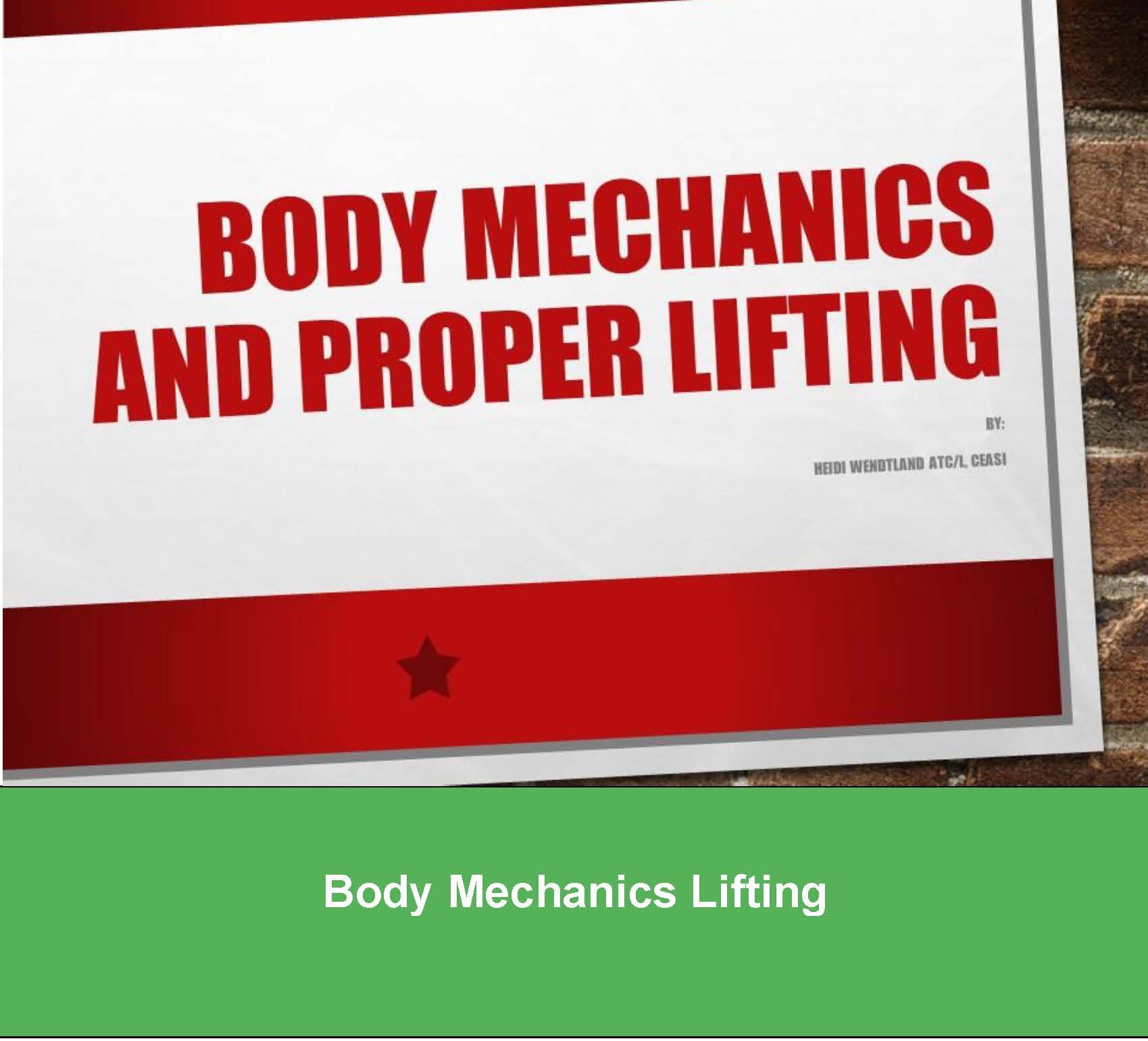 Body Mechanics Lifting